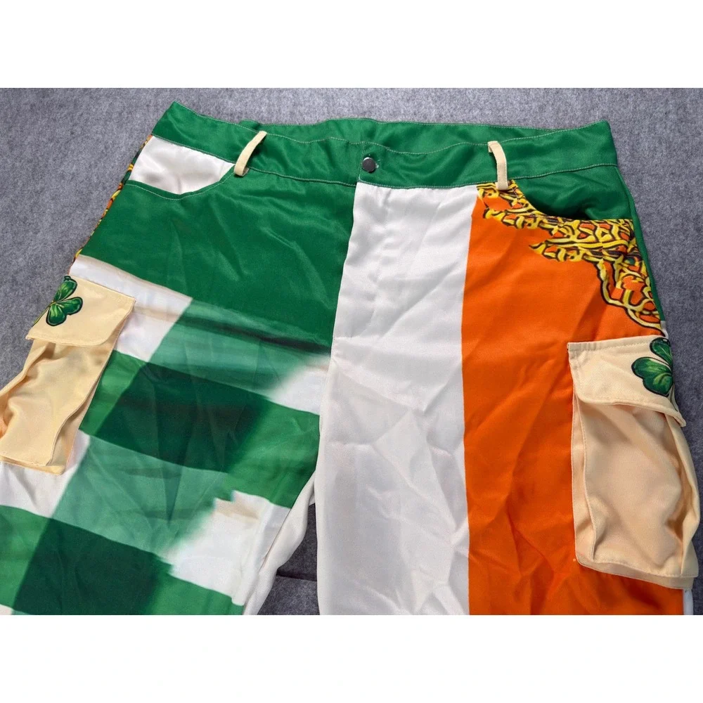 Unbranded Cargo Pants Mens 4XL Green White Orange St Patricks Day Shamrock Irish